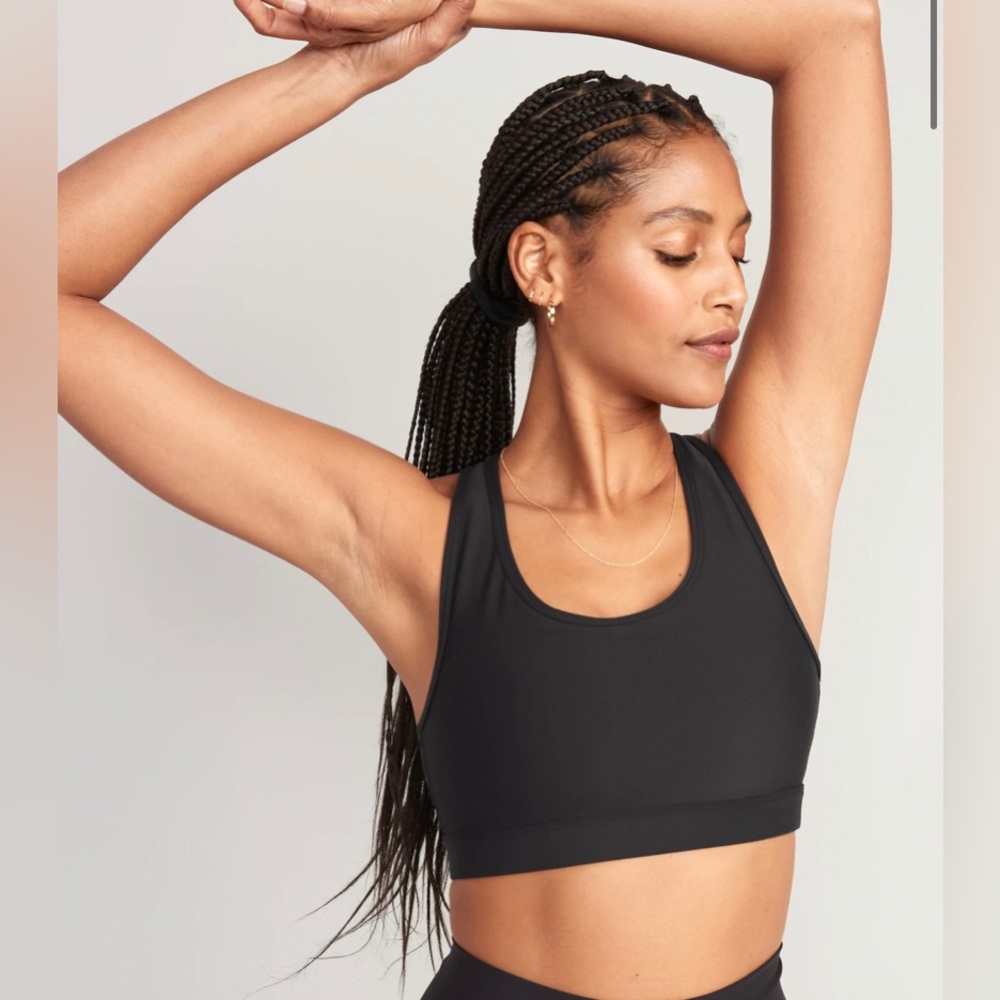 NWT OLD NAVY Medium-Support PowerSoft Racerback Sports Bra for Women BLK Size XS